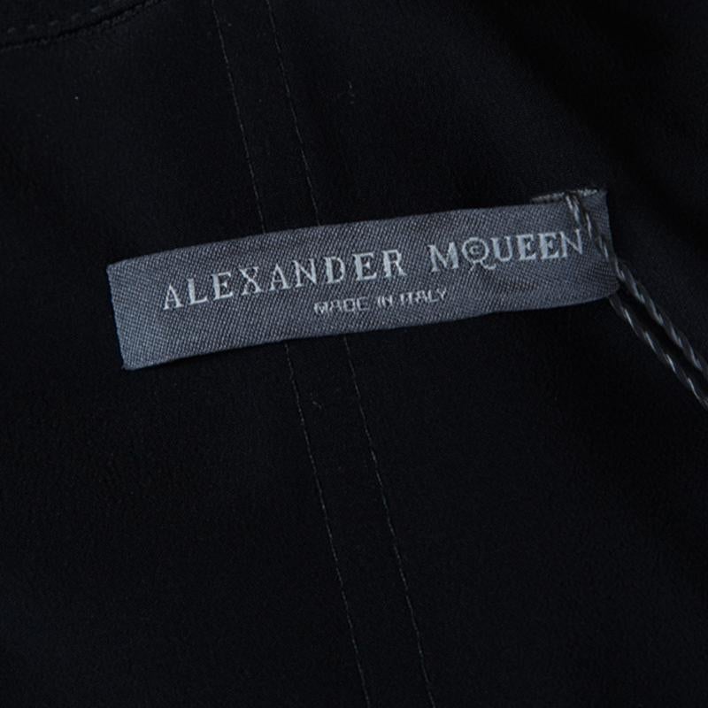 Alexander McQueen Navy Blue Side Panel Embellished Strapless Jumpsuit L In Excellent Condition In Dubai, Al Qouz 2