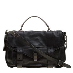 Proenza Schouler Black Leather Large PS1 Top Handle Bag