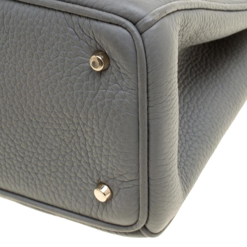 Dior Grey Pebbled Leather Mini Diorissimo Tote 4