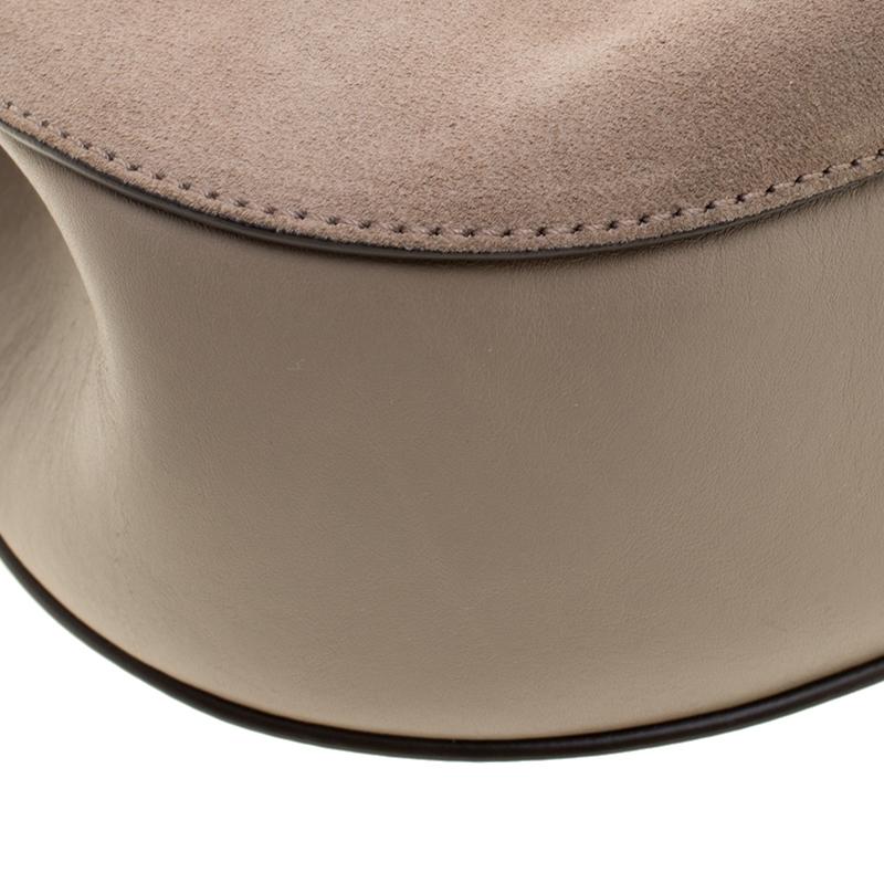 Brown Chloe Motty Grey Leather Medium Drew Shoulder Bag