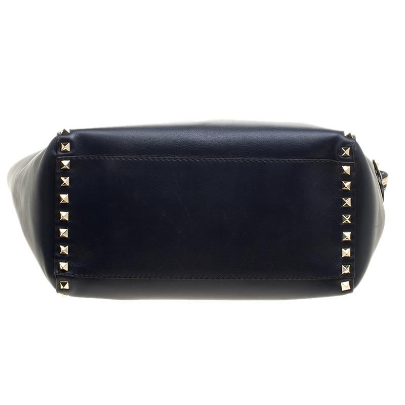 Valentino Navy Blue Leather Medium Rockstud Tote 4