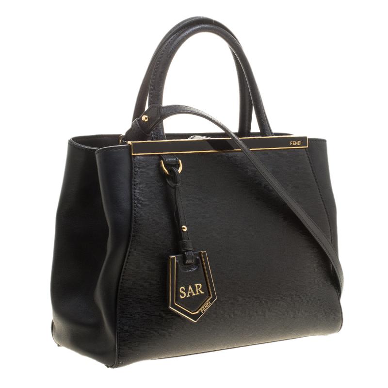 Fendi Black Leather Petit 2Jours Elite Tote In Good Condition In Dubai, Al Qouz 2