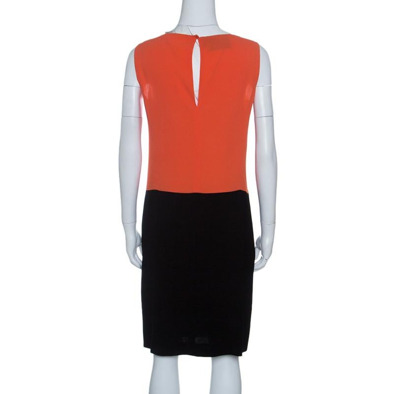 Orange Prada Colorblock Crepe Sleeveless Midi Dress M