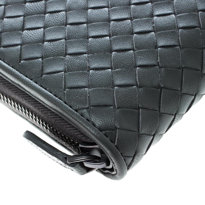 Bottega Veneta Grey Intrecciato Leather Zip Around Wallet 5