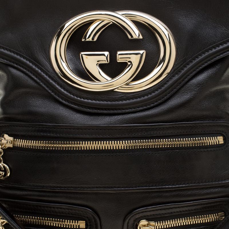 Gucci Black Leather Britt Messenger Bag 1