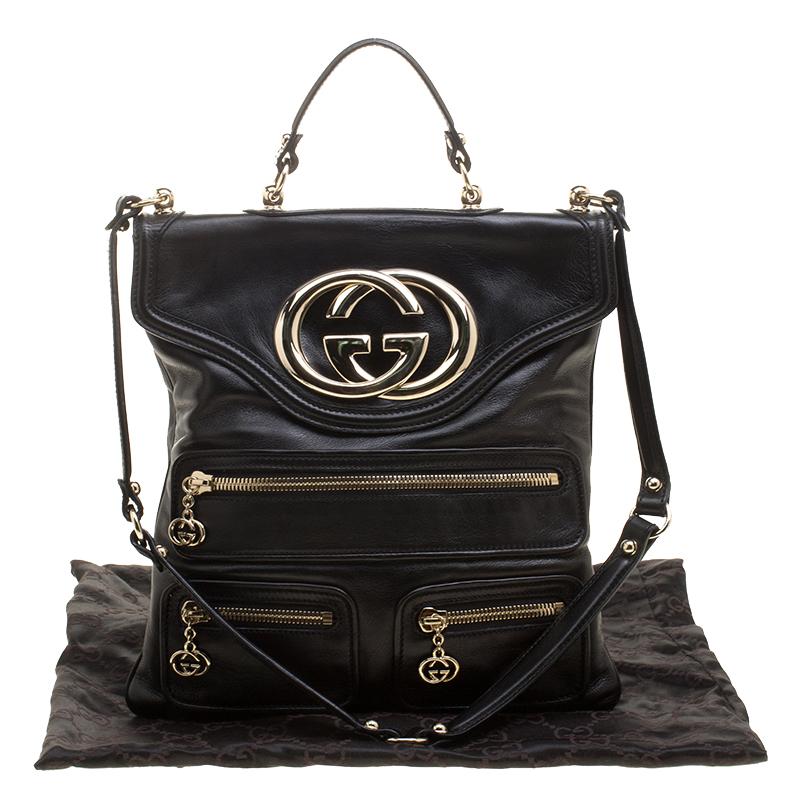 Gucci Black Leather Britt Messenger Bag 2