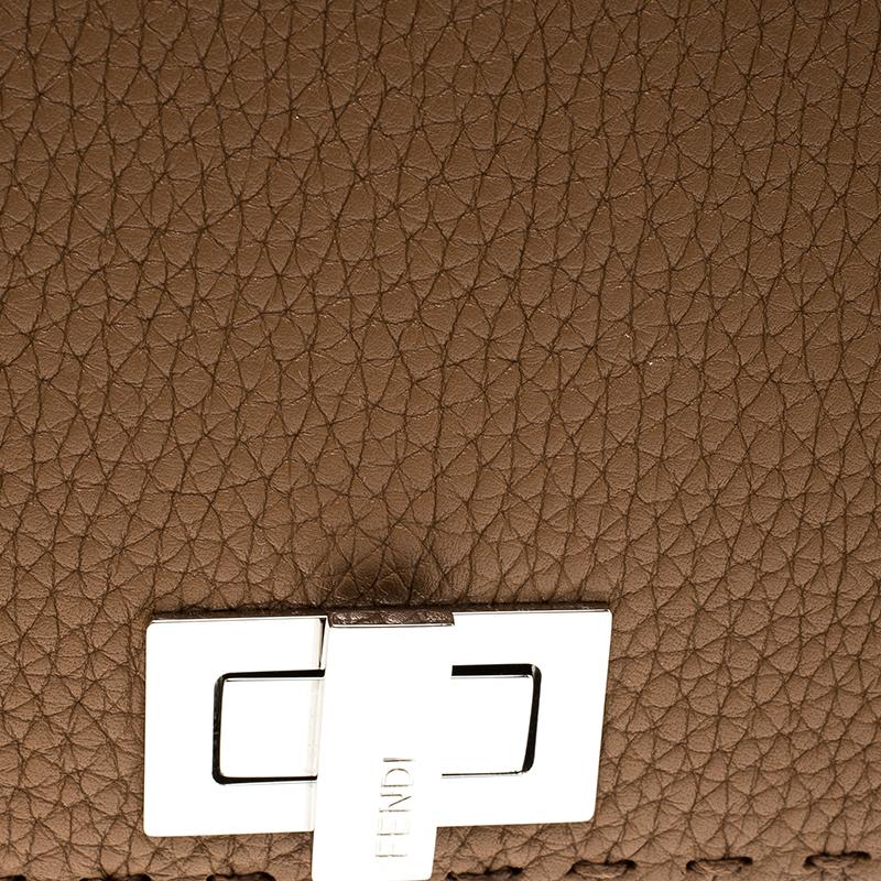 Fendi Brown Leather Mini Peekaboo Clutch 3