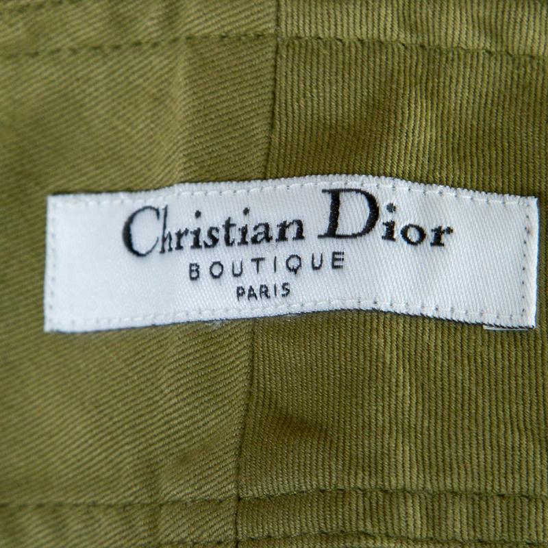 Women's Dior Boutique Vintage Khaki Green Cotton and Linen Flared Pants S