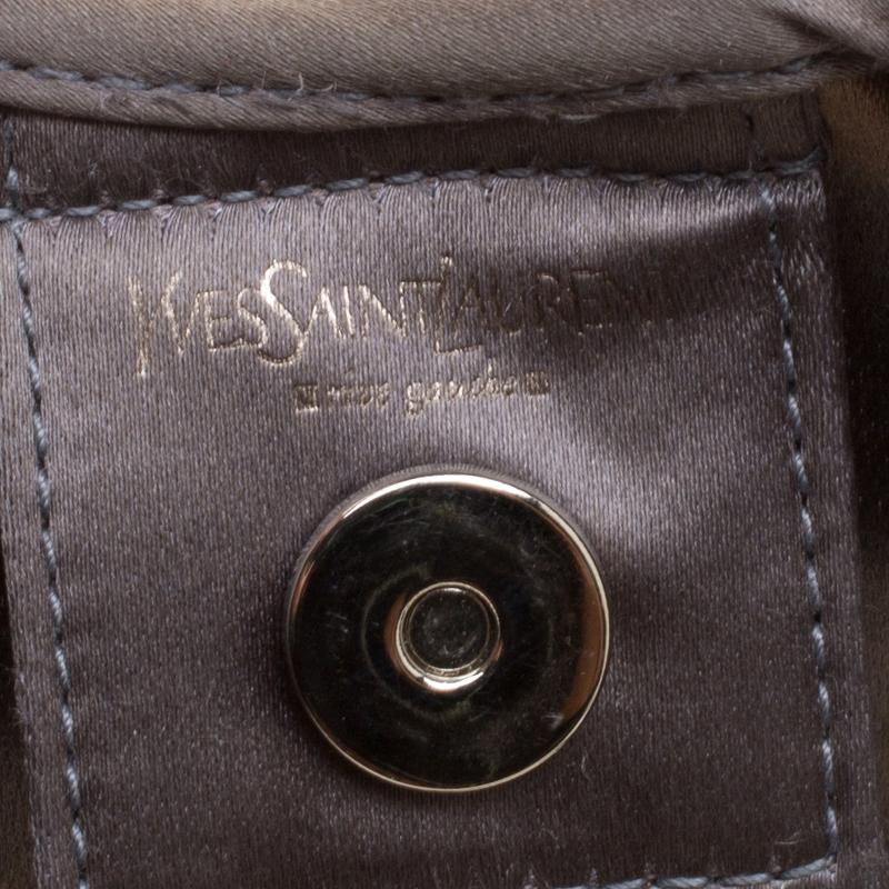 Saint Laurent Grey Sequins and Satin Mombasa Shoulder Bag 1