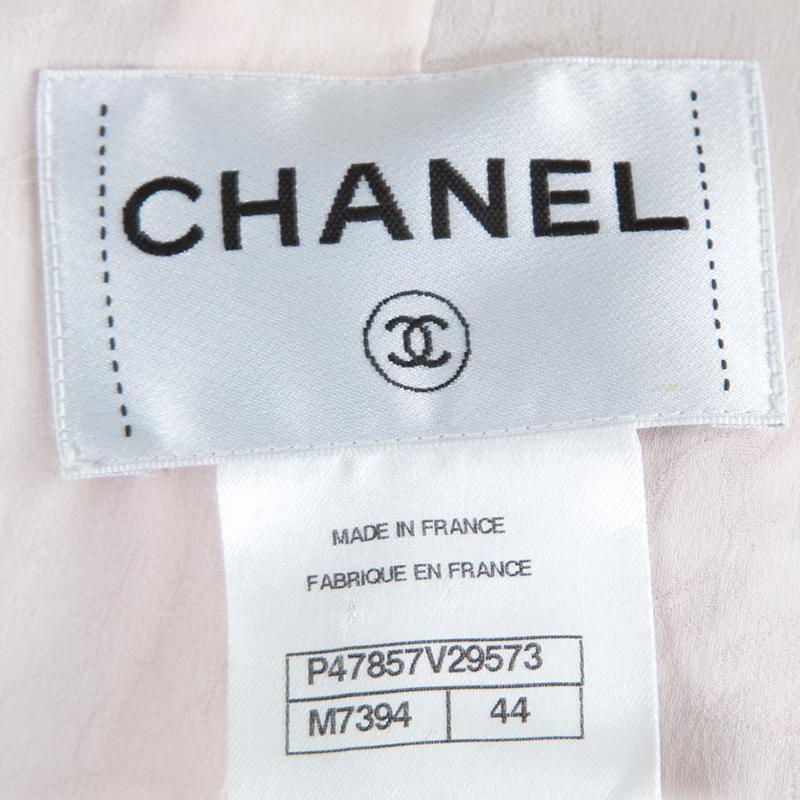 Women's Chanel Pink and White Textured Double Breasted Jacket L