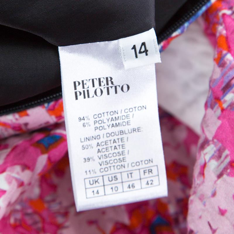 Peter Pilotto Multicolor Floral Printed Kristen Cotton Blend Cloque Dress L 1