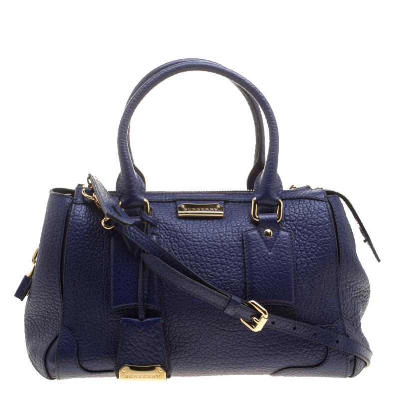 Burberry Blue Grained Leather Small Heritage Gladstone Satchel