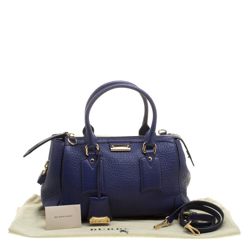 Burberry Blue Grained Leather Small Heritage Gladstone Satchel 4