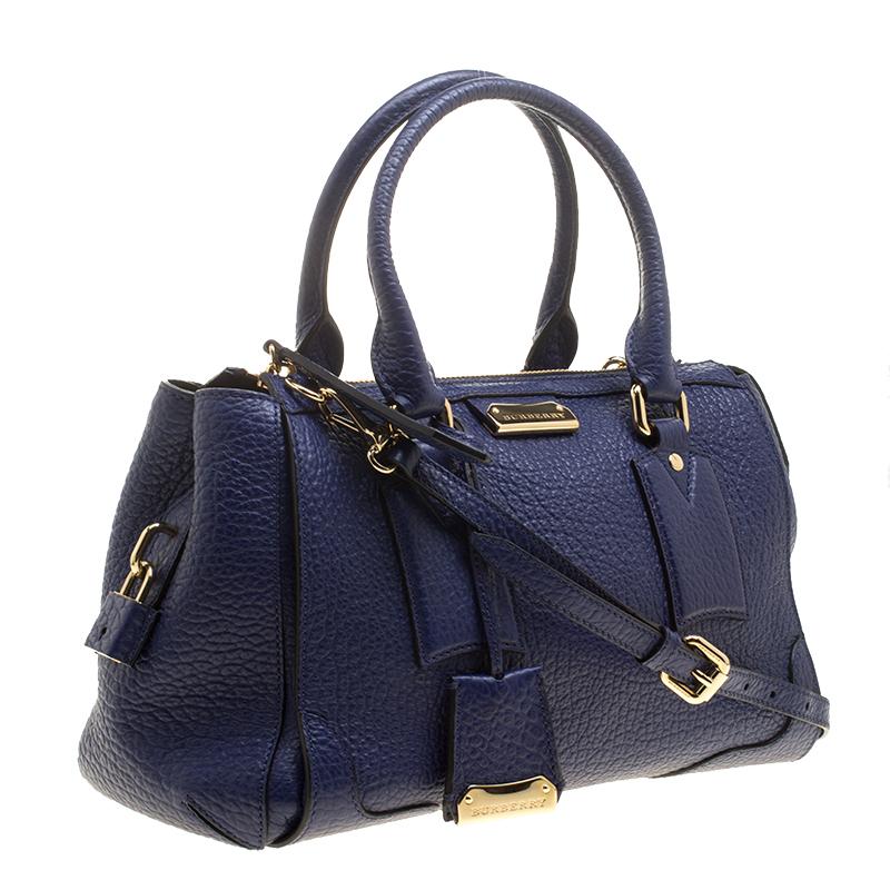 Burberry Blue Grained Leather Small Heritage Gladstone Satchel 8