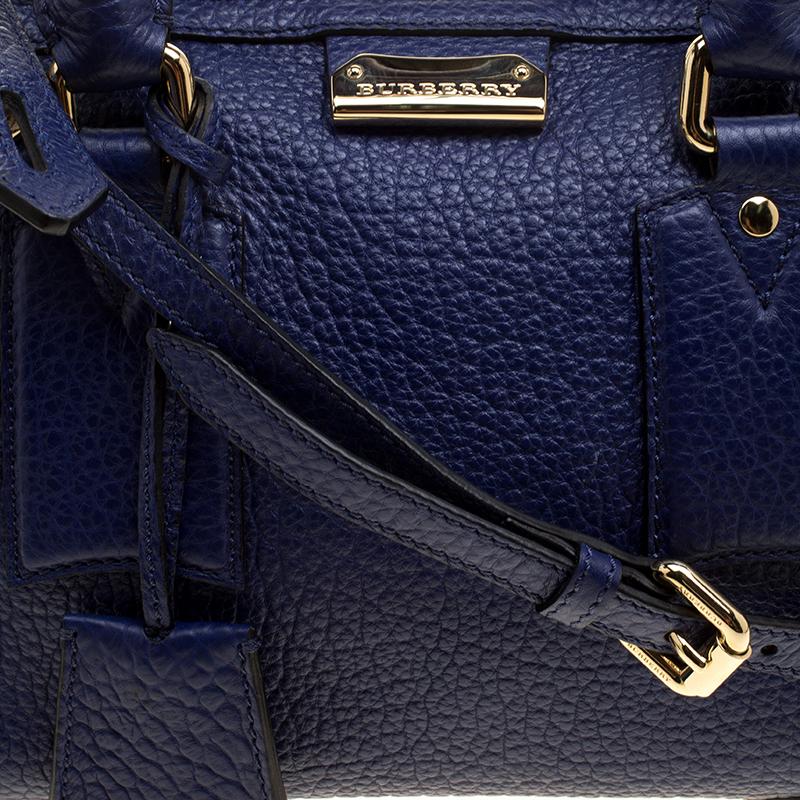 Burberry Blue Grained Leather Small Heritage Gladstone Satchel 5