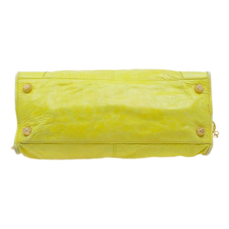 Balenciaga Yellow Lambskin Leather Giant 21 Gold City Bag 6