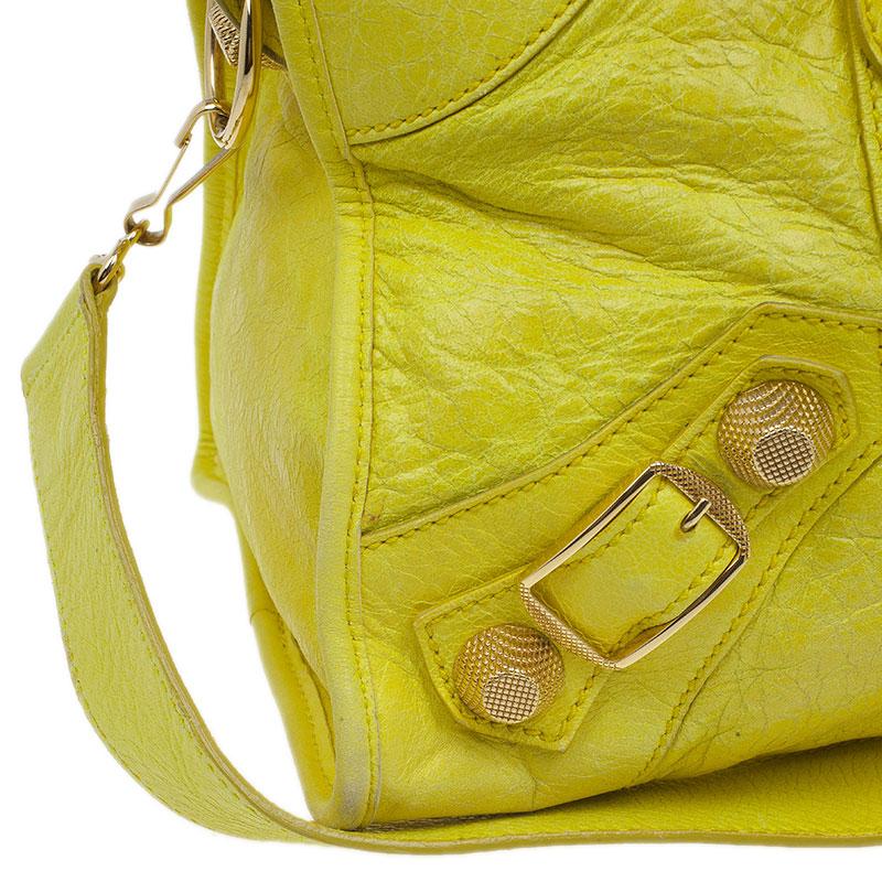 Balenciaga Yellow Lambskin Leather Giant 21 Gold City Bag 2