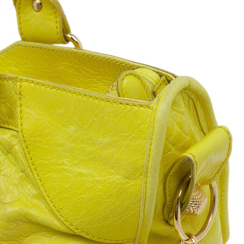 Balenciaga Yellow Lambskin Leather Giant 21 Gold City Bag 4