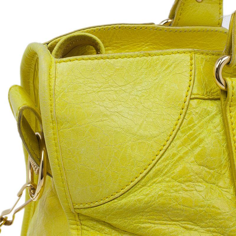 Balenciaga Yellow Lambskin Leather Giant 21 Gold City Bag 1