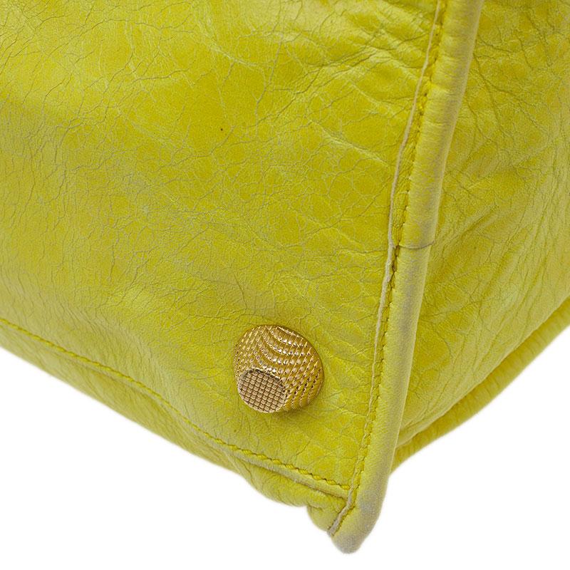 Balenciaga Yellow Lambskin Leather Giant 21 Gold City Bag 10
