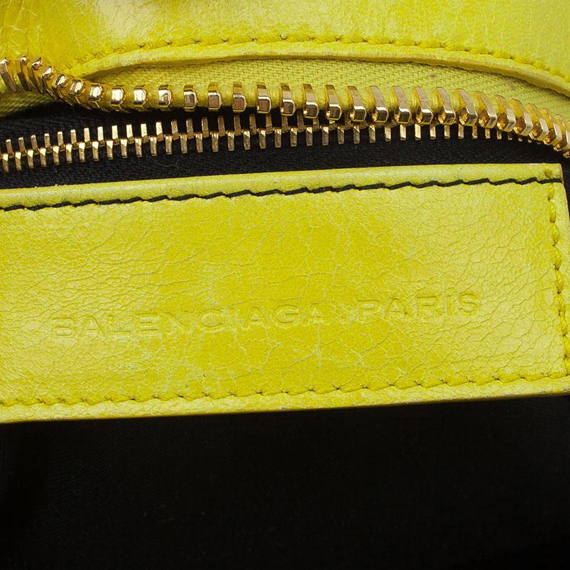Balenciaga Yellow Lambskin Leather Giant 21 Gold City Bag 12