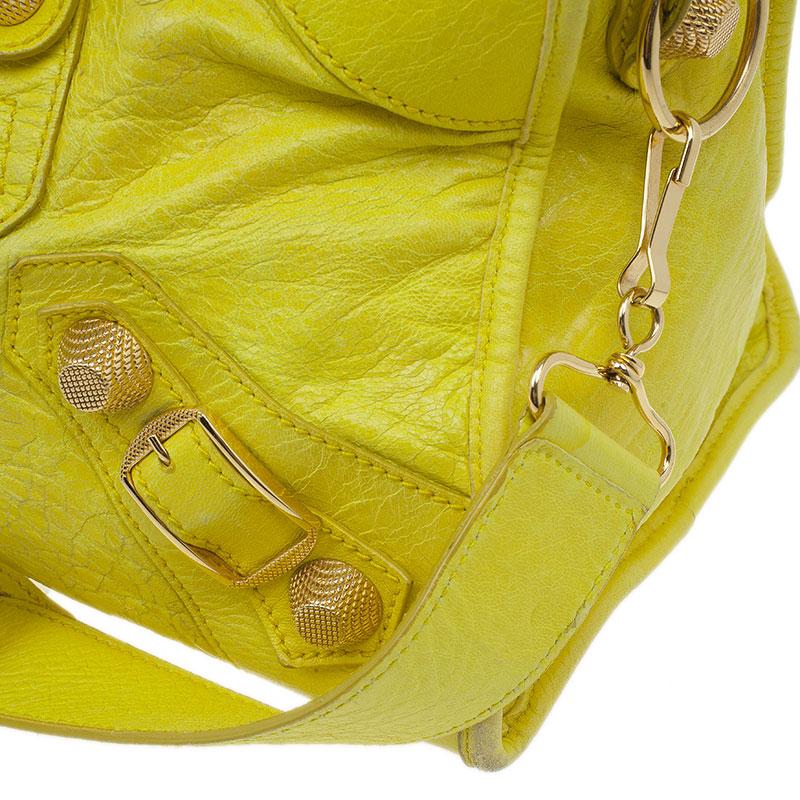 Balenciaga Yellow Lambskin Leather Giant 21 Gold City Bag 5