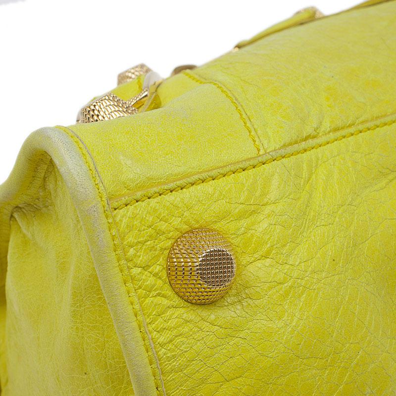 Balenciaga Yellow Lambskin Leather Giant 21 Gold City Bag 7