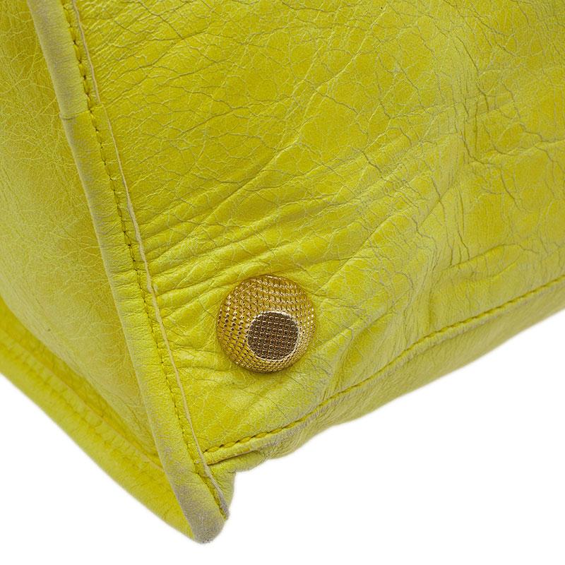 Balenciaga Yellow Lambskin Leather Giant 21 Gold City Bag 8