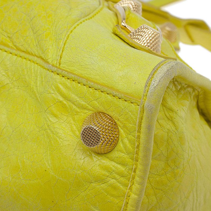 Balenciaga Yellow Lambskin Leather Giant 21 Gold City Bag 9