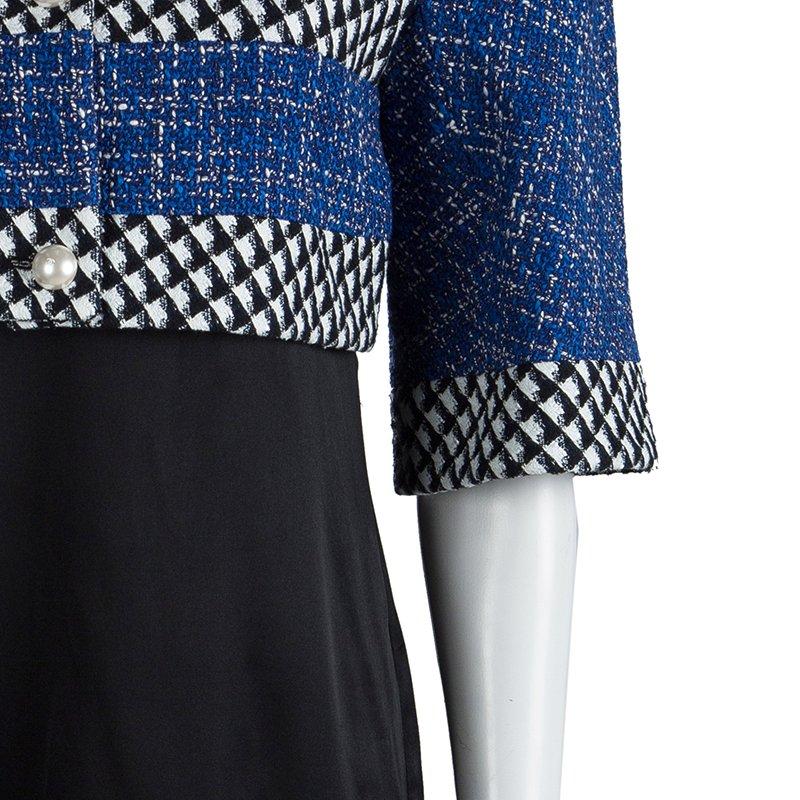 Women's Chanel Multicolor Tweed Pearl Button Detail Textured Cropped Jacket M