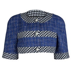 Chanel Multicolor Tweed Pearl Button Detail Textured Cropped Jacket M