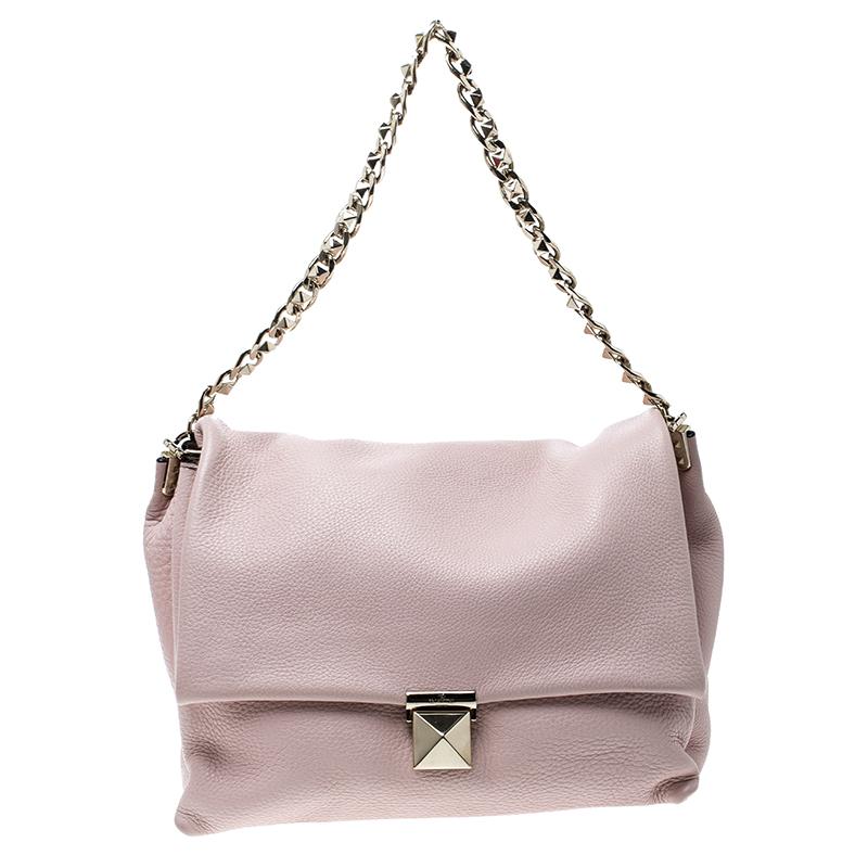 Valentino Blush Pink Leather Chain De Jour Shoulder Bag
