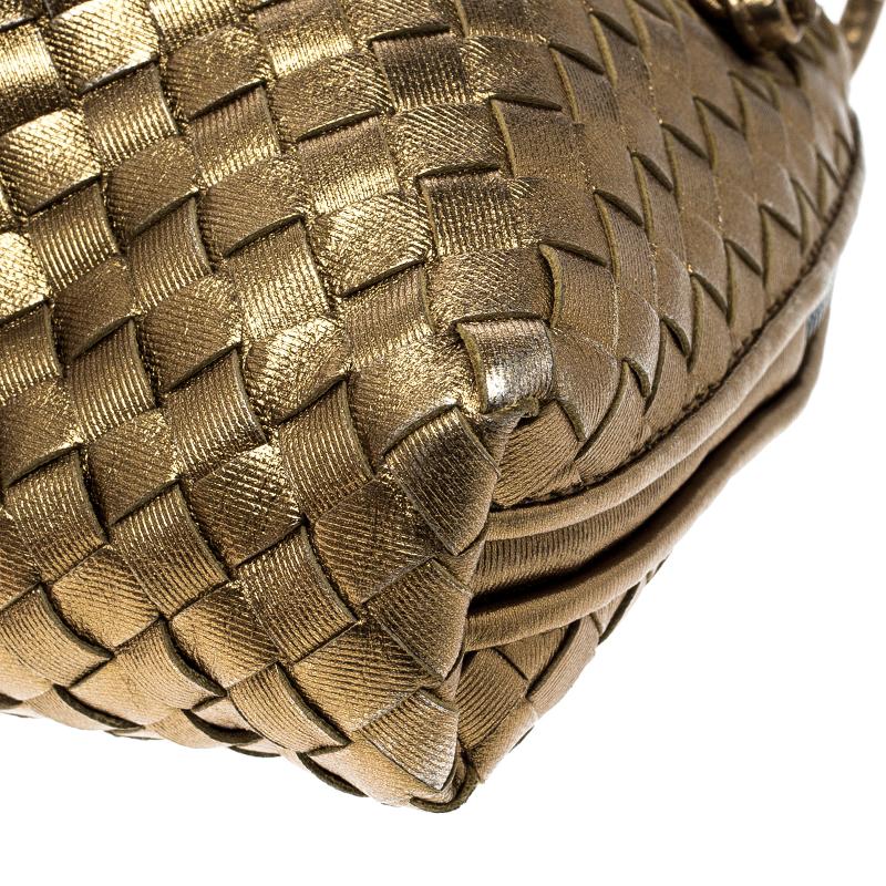 Bottega Veneta Gold Intrecciato Nappa Leather Crossbody Bag 2