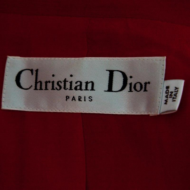 Dior Red Wool Sleeveless Double Breasted Long Blazer S In Good Condition In Dubai, Al Qouz 2