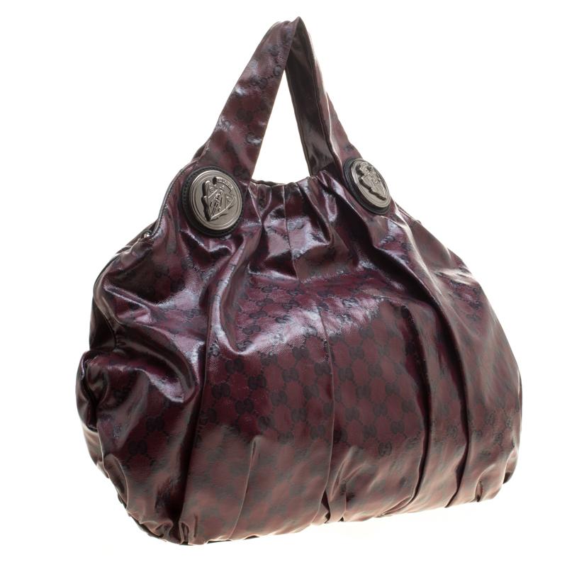 Gucci Maroon GG Crystal Coated Canvas Large Hysteria Hobo 4