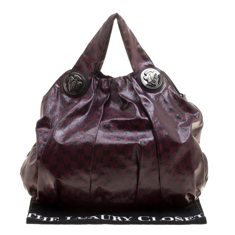 Gucci Maroon GG Crystal Coated Canvas Large Hysteria Hobo 6