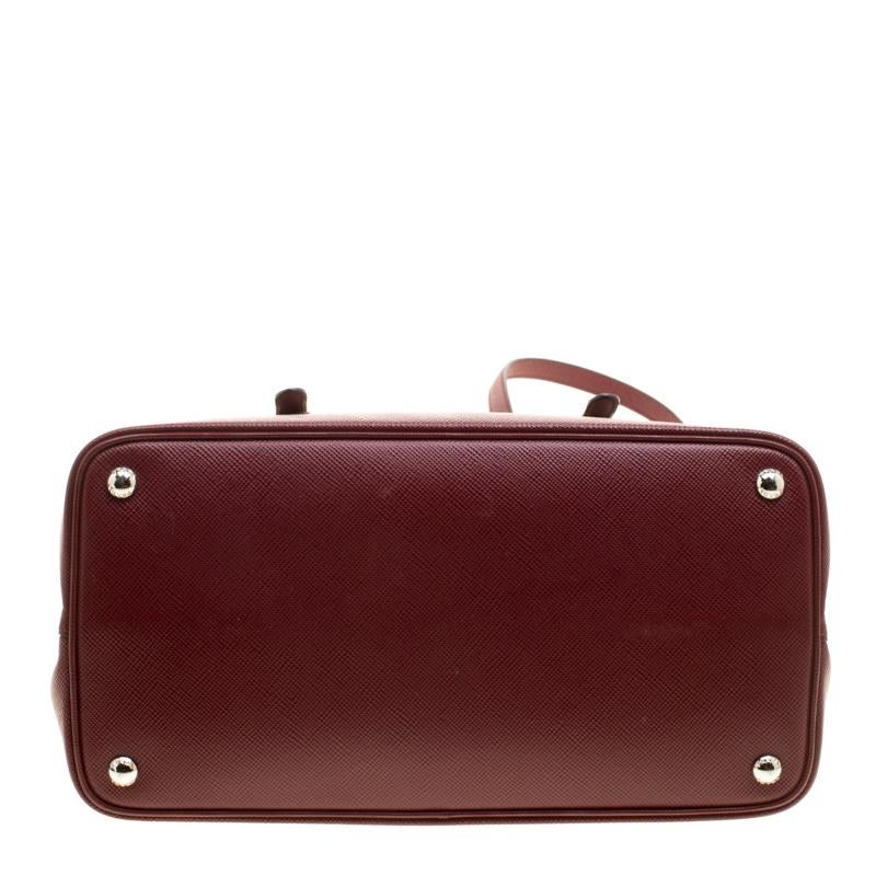 Prada Burgundy Saffiano Lux Leather Top Handle Bag 4