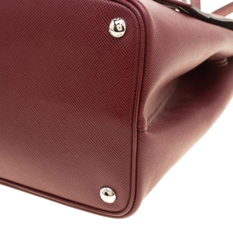 Prada Burgundy Saffiano Lux Leather Top Handle Bag 6