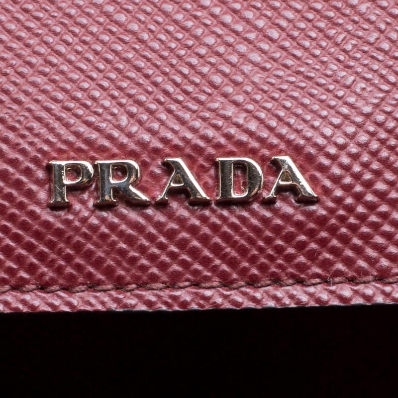 Prada Burgundy Saffiano Lux Leather Top Handle Bag 3