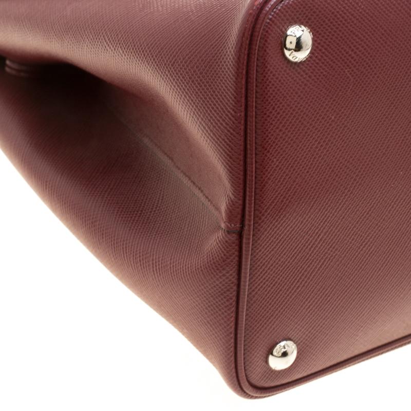 Women's Prada Burgundy Saffiano Lux Leather Top Handle Bag