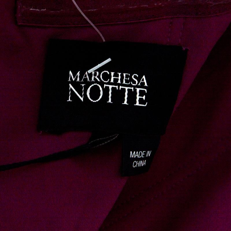 Purple Notte By Marchesa Magenta Embellished Chiffon Draped Grecian Gown S