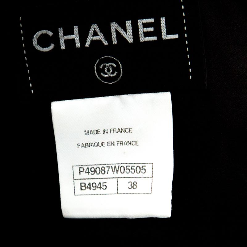 Chanel Monochrome Textured Checked Pattern Lace Insert Sleeveless Dress M 1
