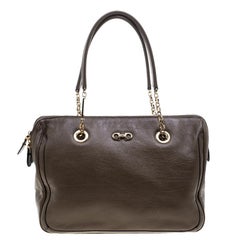 Salvatore Ferragamo Brown Leather Boston Bag