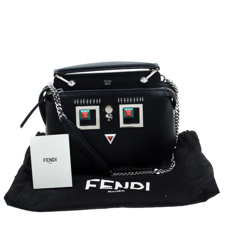 Fendi Black Leather Small Dotcom Shoulder Bag 5