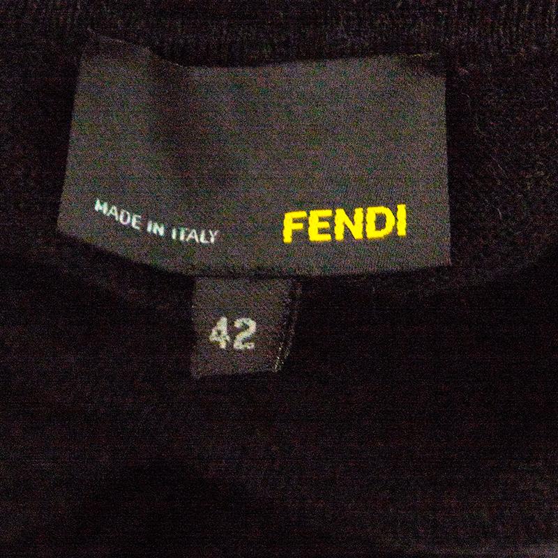 Women's Fendi Grey Wool Armhole Cutout Detail Ruffled Cuff Sweater M