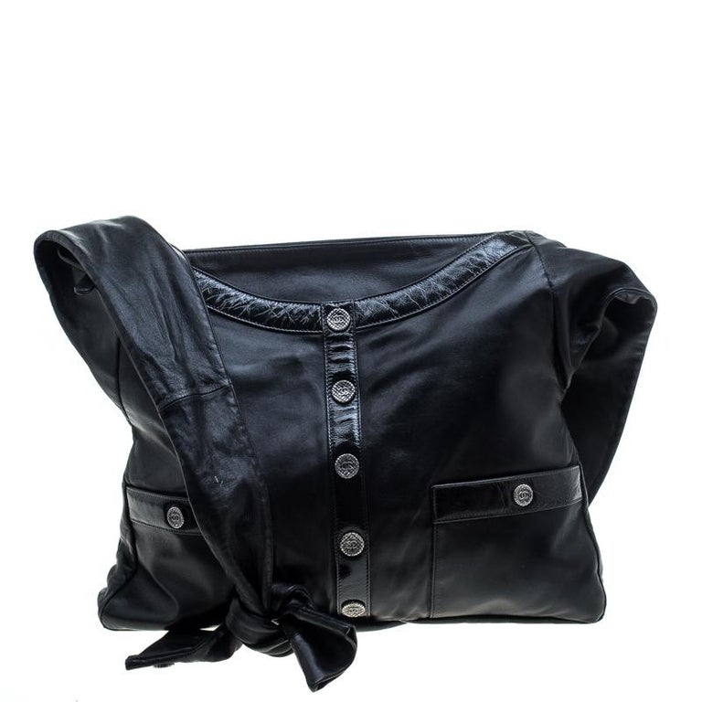 Chanel Black Leather Large Girl Chanel Bag at 1stDibs