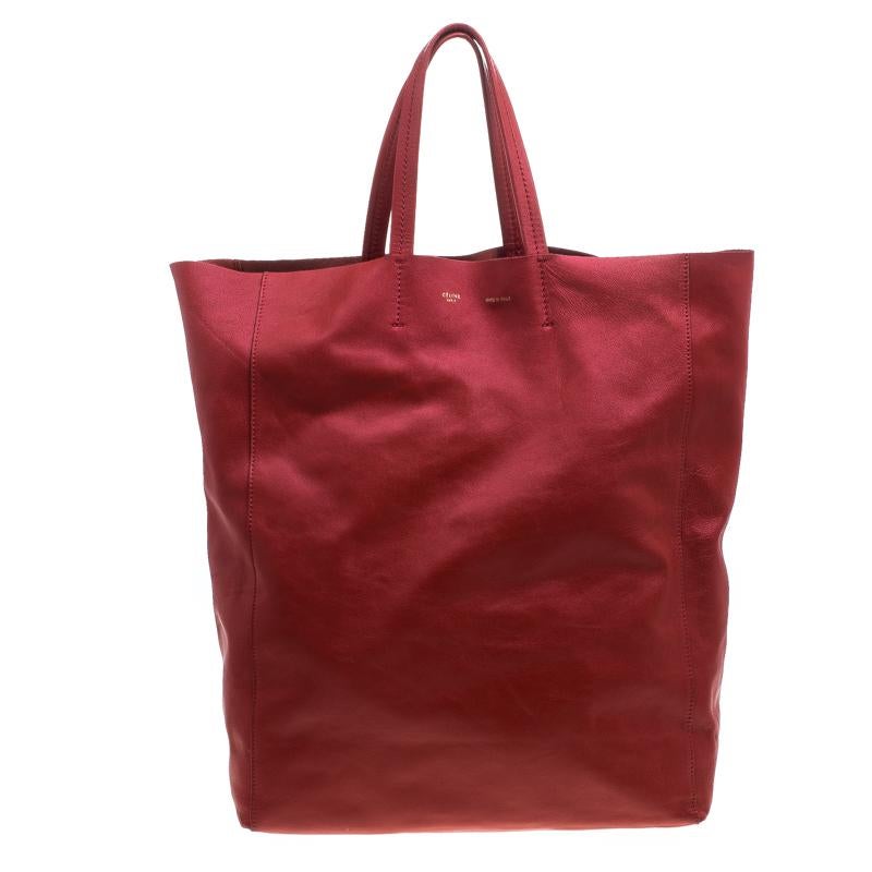 Celine Red Leather Cabas Tote 3