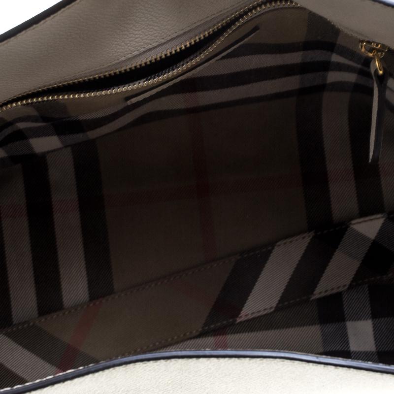 Burberry Off White Leather Medium Buckle Tote 2