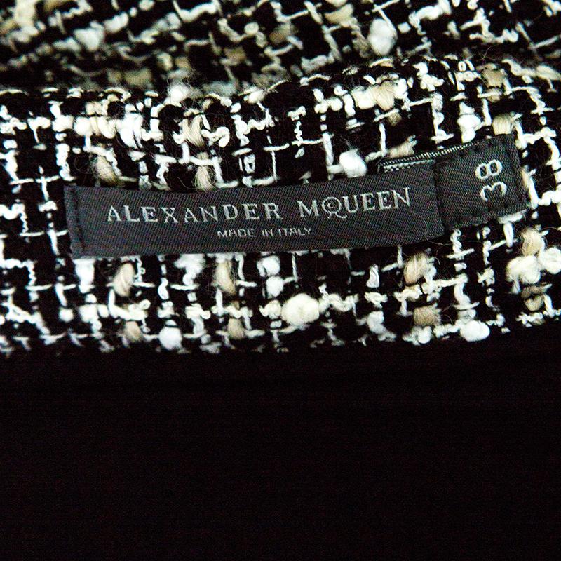 Women's Alexander McQueen Monochrome Tweed Pleated Wrap Kilt Mini Skirt S