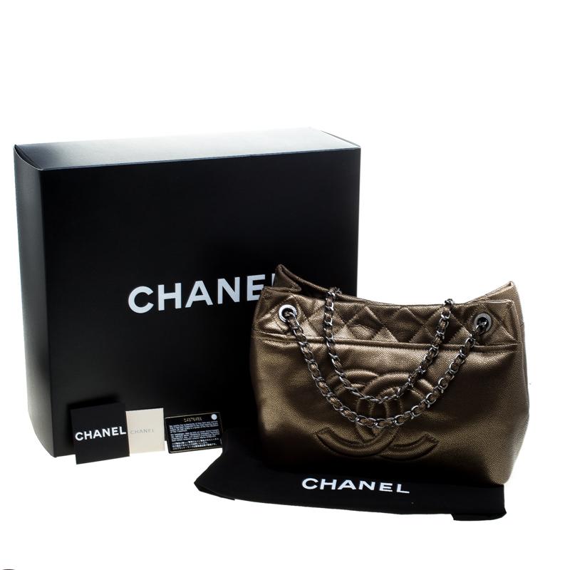 Chanel Bronze Leather Timeless CC Soft Shopping Tote 6